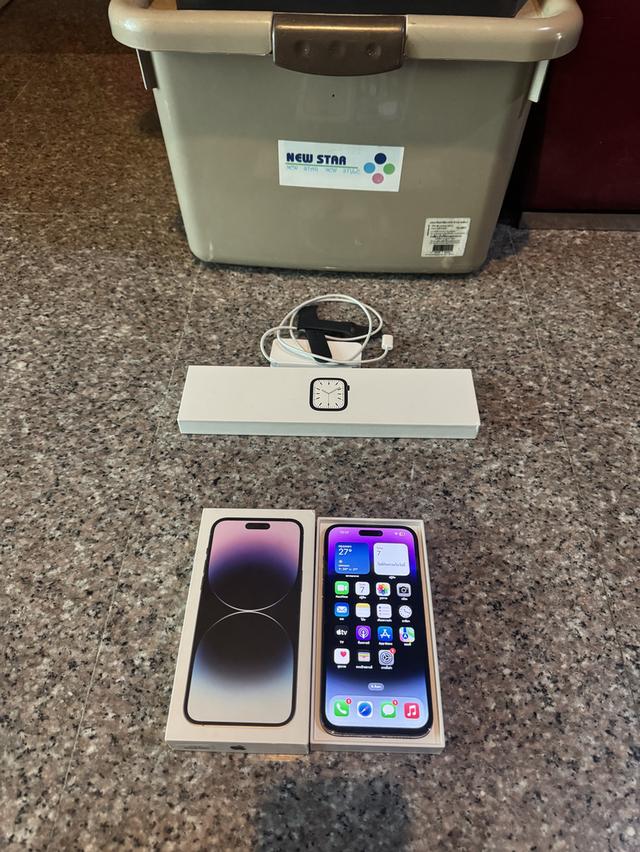 ขายๆๆๆถูกๆๆไอโฟน14ProMaxสีใหม่Purple256กิ๊กมีกล่อง ( แถมแบตมูลค่า1800บาทไว้ไปเปลี่ยนได้เลยคับ ) ใช้งานปกติหมดทุกๆฟังชั่นเครื่องรีสโตได้ตลอดไม่มีติดไอค