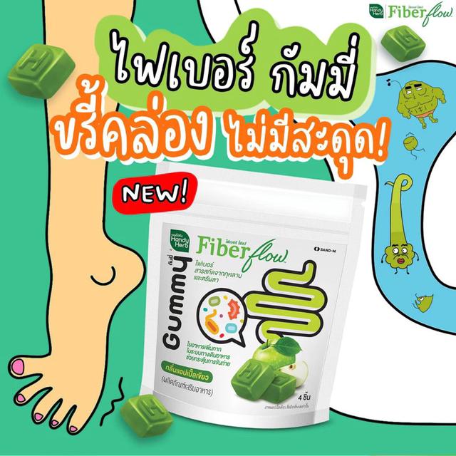 HandyHerb Fiber flow Gumm ไฟเบอร์ กัมมี่ กลิ่นแอปเปิ้ลเขียว (1 กล่อง (6 ซอง)