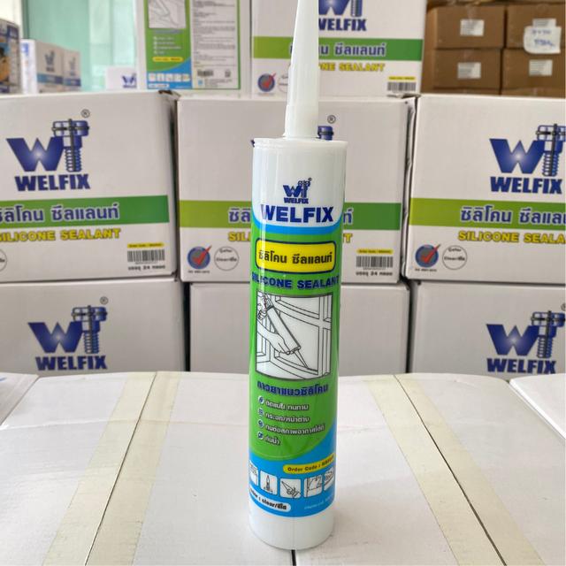 ึกาวยาแนว กาวยาแนวซิลิโคน ซีลแลนท์ WELFIX 300 มล. สีขาว สำหรับอุดรอยรั่ว กันซึม ยาแนวอุดรอยรั่ว ยาแนวกันน้ำรั่ว