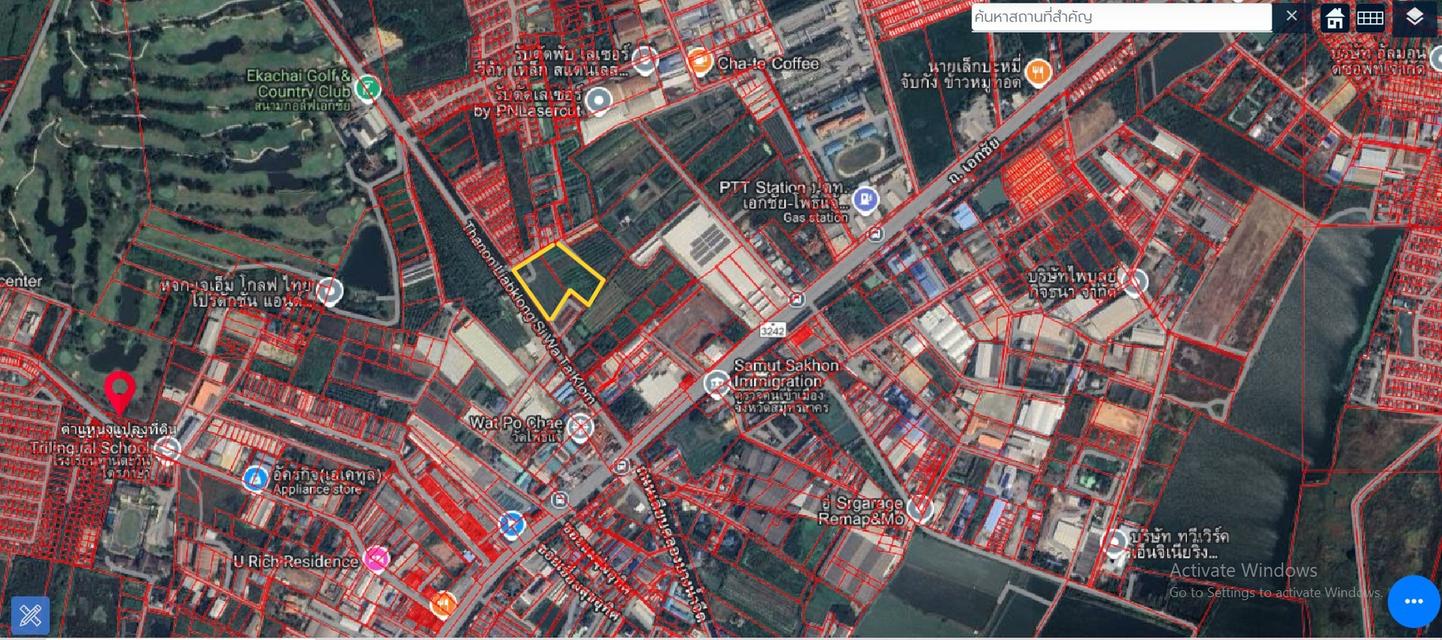 ขายที่ดิน 10ไร่53.4ตร.ว. โพธิ์แจ้ บางน้ำจืด สมุทรสาคร ถนนเอกชัย, พระราม2 1