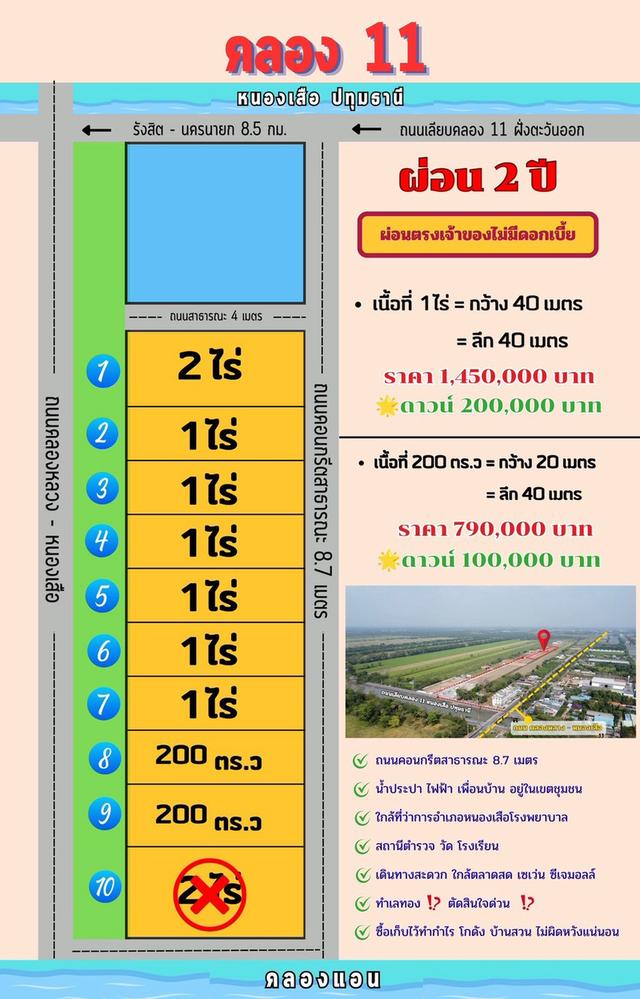 ขายที่ดินเงินผ่อน 2 ปี ไม่มีดอกเบี้ยตำบล หนองสามวัง อำเภอ หนองเสือ ปทุมธานี 1