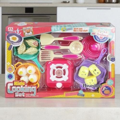 Kids Cooking Set ชุดครัวของเล่นสำหรับเด็กพร้อมเตา ของเล่นทำอาหาร และอุปกรณ์ครบเซ็ต เสริมพัฒนาการทางด้านความคิดสร้างสรรค์