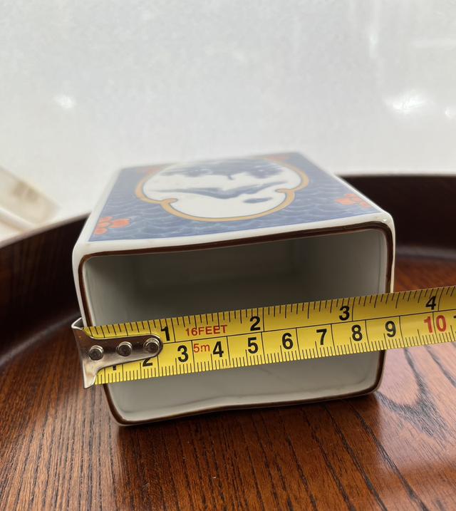 กล่องเซรามิก 4 เหลี่ยม ลายญี่ปุ่นโบราณ (ลายเบญจรงค์) รูปที่ 5