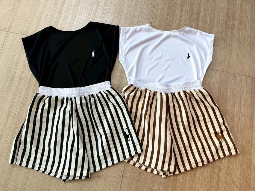 เสื้อแขนกุด + กางเกงขาสั้นลายริ้ว 2