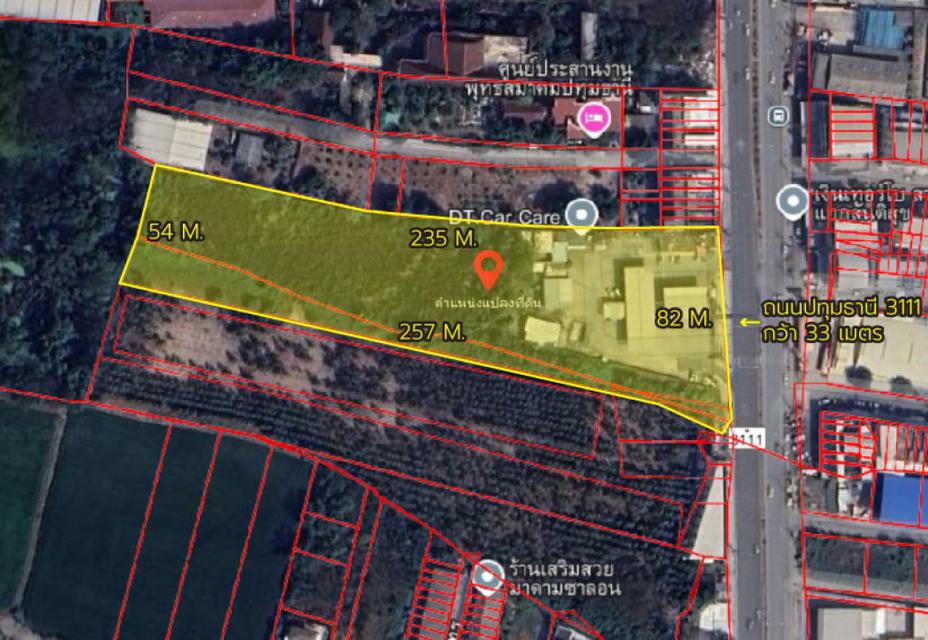 ขายที่ดิน 9 ไร่ 0 งาน 11 ตร.ว. ติดถนนปทุมธานี 3111 ใกล้โลตัสปทุมธานี 6
