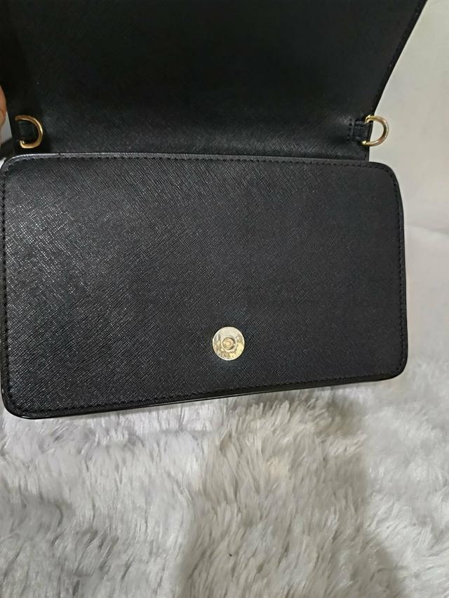 กระเป๋า Used Tory หนังซาฟิโนสีดำ สายครอสถอดได้ ปรับได้ ใส่มือถือได้ สวย 9x3x6 นิ้ว รูปที่ 2