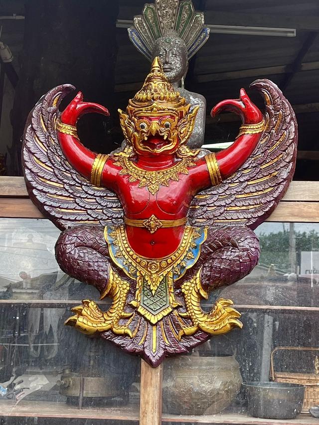 พญาครุฑหน้าดุ ครุฑศาลเก่า พญาครุฑขนาด65ซม ครุฑแขวนผนัง