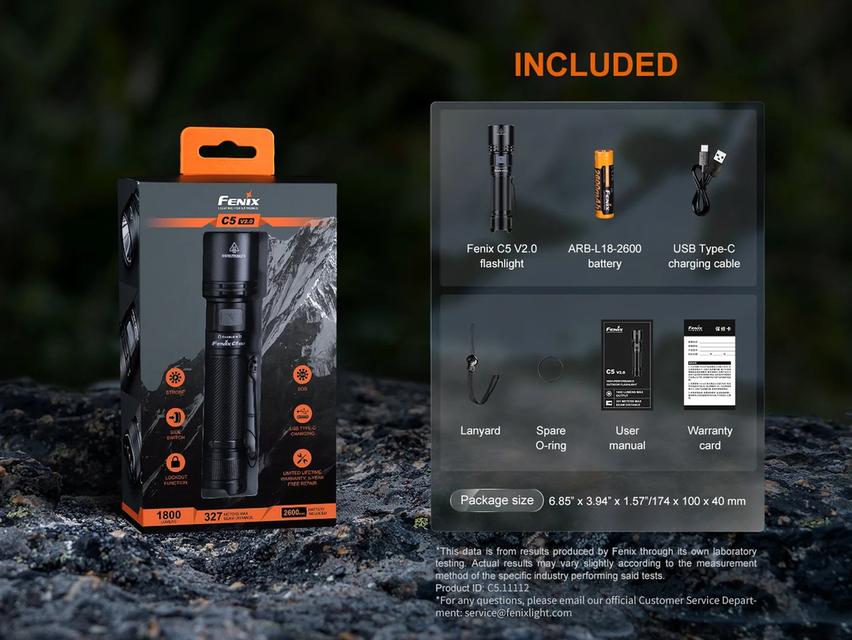 Fenix C5 V2.0 HIGH-PERFORMANCE OUTDOOR FLASHLIGHT สินค้าตัวแทนในไทยประกัน 3ปี รูปที่ 8