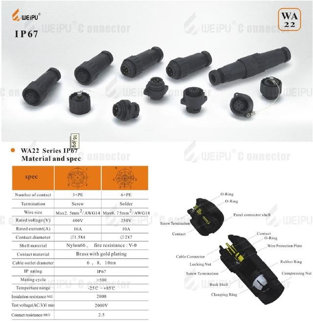 Connector WEIPU WA22 SP13 and SP21 2