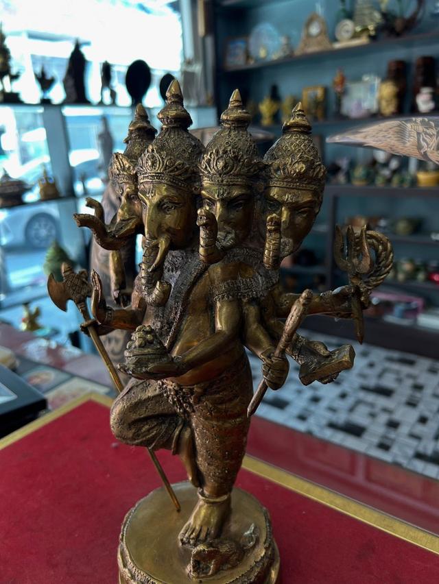 รูปหล่อพระพิฆเนศปราง 5 เศียร เนื้อทองเหลือ 4