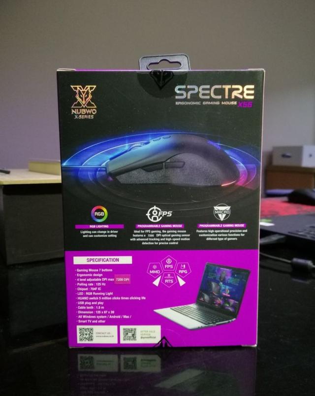 เมาส์เกมมิ่ง Nubwo X56 MOUSE GAMING Spectre Ergonomic Gaming Mouse สินค้ามือ 1 2