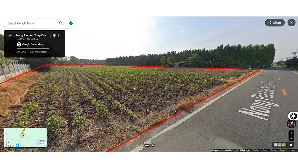 ขายที่ดิน 9 ไร่ 3 งาน 6 ตร.วา ติดถ.หนองปลาไหล-หนองปัก ต.นาเริก อ.พนัสนิคม จ.ชลบุรี 2