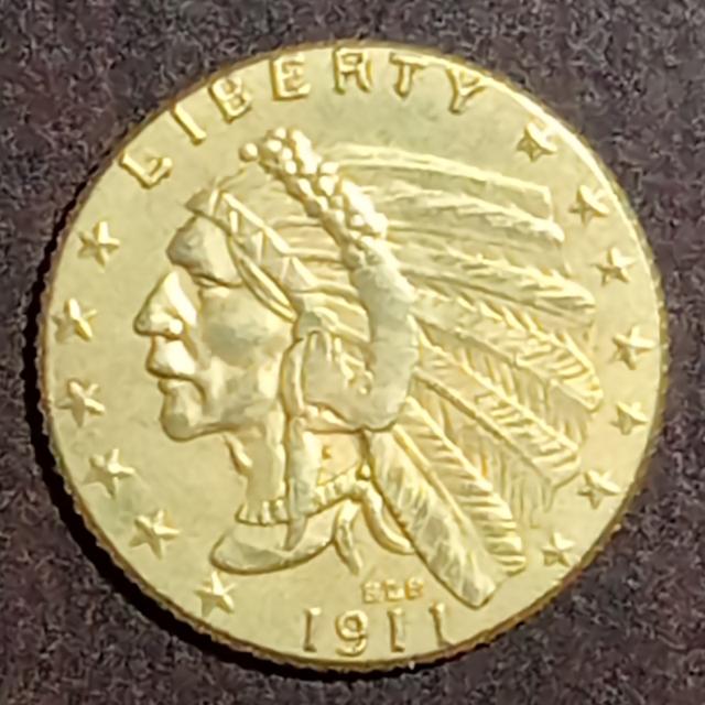 เหรียญปี 1910-1911 Proof USA 2.5 dollars Indian Head XF Gold 0.900