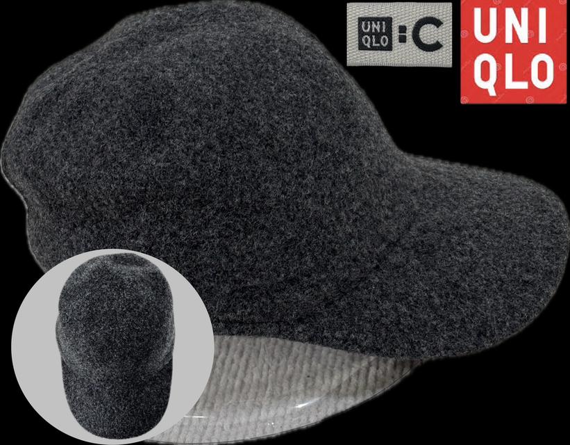 หมวกแก๊ปขนสัตว์สีเทา ปรับขนาด Uniqlo C Size 55-61cm 261-462838