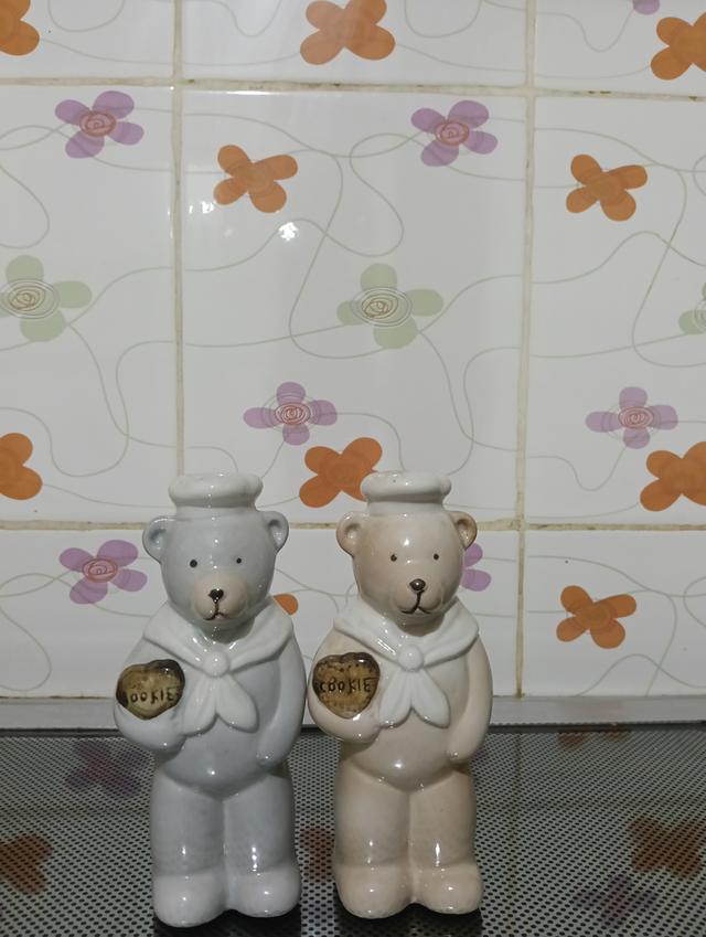 ขวดใส่เครื่องปรุงเซรามิค รูปหมีคู่