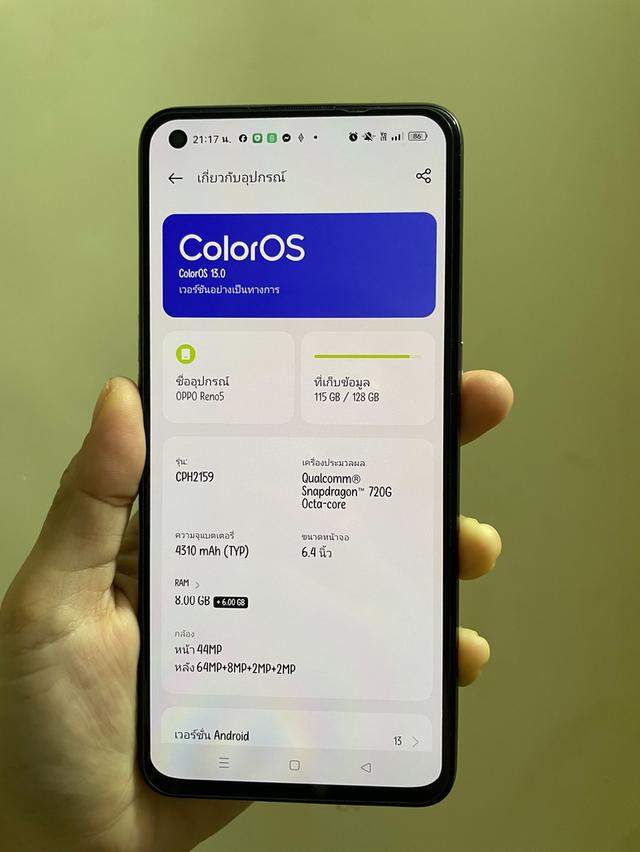 oppo reno 5 (4g) สภาพดี ใช้งานปกติ ใส่ได้ทุกซิม รูปที่ 5