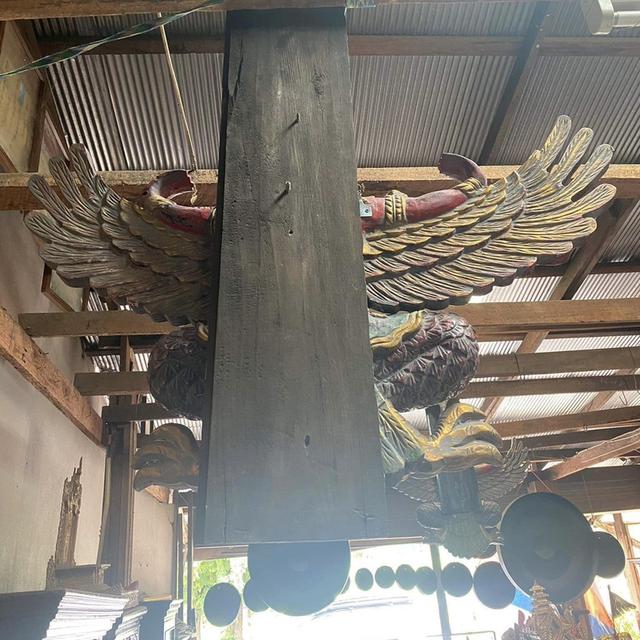 พญาครุฑไม้สัก ขนาด110ซม ครุฑไม้แกะสลัก 6