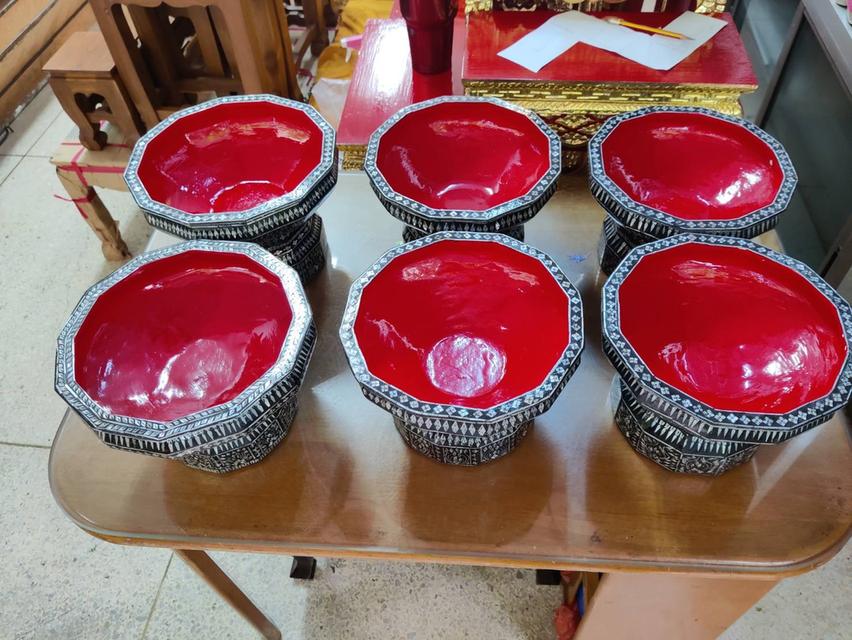 พานโตกมุก 9นิ้ว ตะลุ่มมุก ขันโตกมุก ขนาด9นิ้ว ลายกนกไทย ศิลปะล้านนา รูปที่ 4