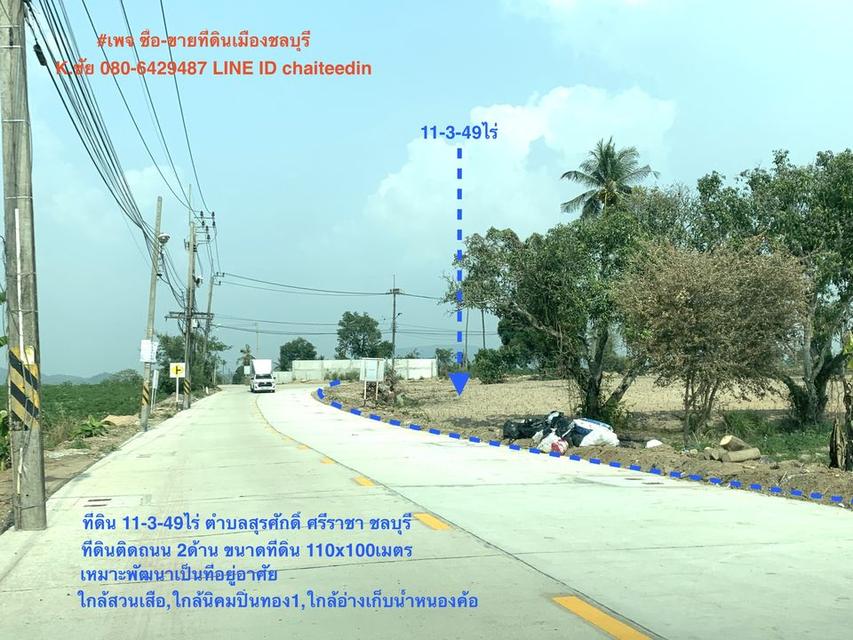 ขายที่ดินใกล้สวนเสือ ศรีราชา ชลบุรี เนื้อที่ 11ไร่ 3งาน 49ตรว.ติดถนน2ด้าน 110x100เมตร ทำเลเหมาะพัฒนาอสังหาริมทรัพย์ ใกล้สวนเสือ,ใกล้นิคมปิ่นทอง1,2 2