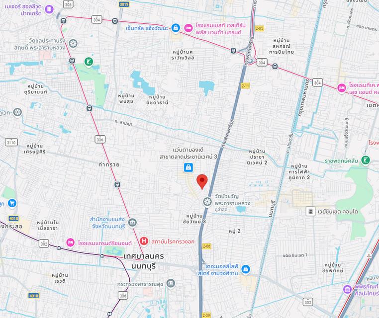 หมู่บ้านประชานิเวศน์ 3 เมืองนนทบุรี บ้านเดี่ยว 38 ตารางวา 2 ห้องนอน 2 ห้องน้ำ ใกล้รถไฟฟ้าสีชมพู สนามบินน้ำ 9