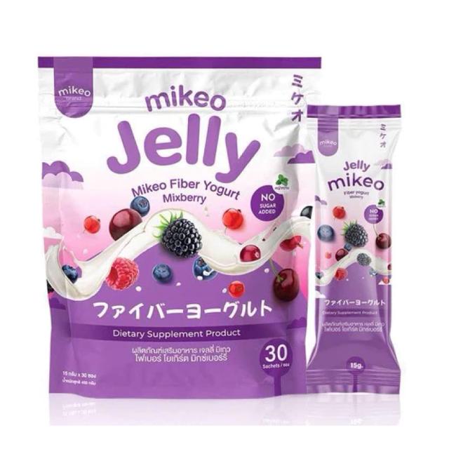 Mikeo jelly fiber yogurt Mixberry มิเกว เจลลี่ ไฟเบอร์ โยเกิร์ต 250 มล.(30ซอง) 6