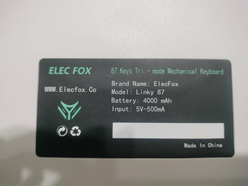 คีย์บอร์ด ไร้สาย ELEC FOX LINKY87 ซึ่งเป็น Mechanical Keyboard ขนาด TKL (Tenkeyless) 87 ใช้ไม่ถึง 2 เดือน ใหม่มากขาย 950 รวมส่ง นัดรับบางนา บางพลี รูปย่อยที่ 4