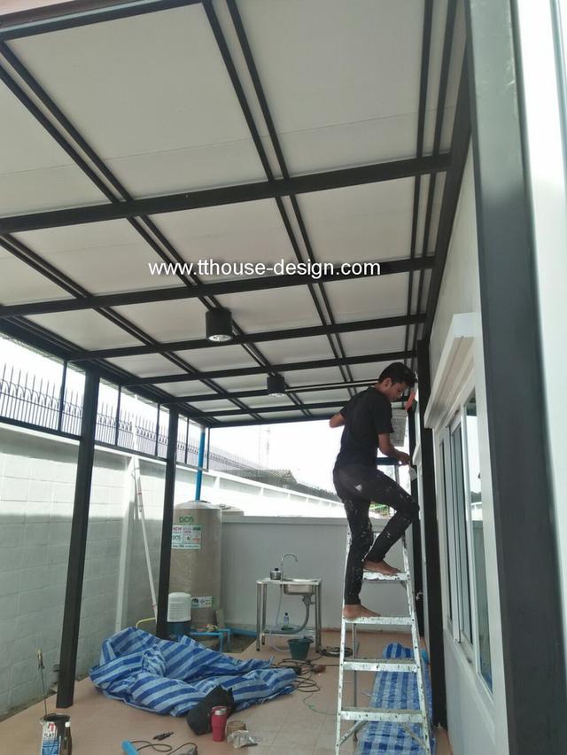 รับเหมา ต่อเติม โครงหลังคากันสาดห้องครัวเทพื้นปูกระเบื้อง Line dddesign23 รูปที่ 7