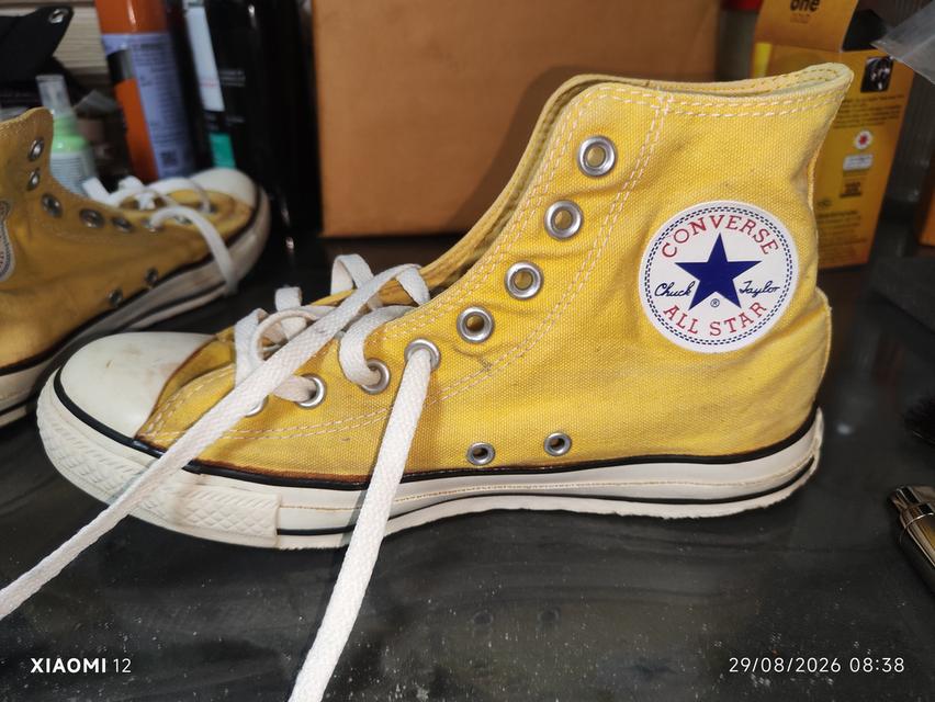 รองเท้า Converse แท้ รุ่นChuck Taylor All Star High(สีเหลือง) ผลิตปี2004 ป้ายส้นแบบยุค2000 รหัสสินค้า(SKU):1P961 เบอร์ 7 รูปที่ 8