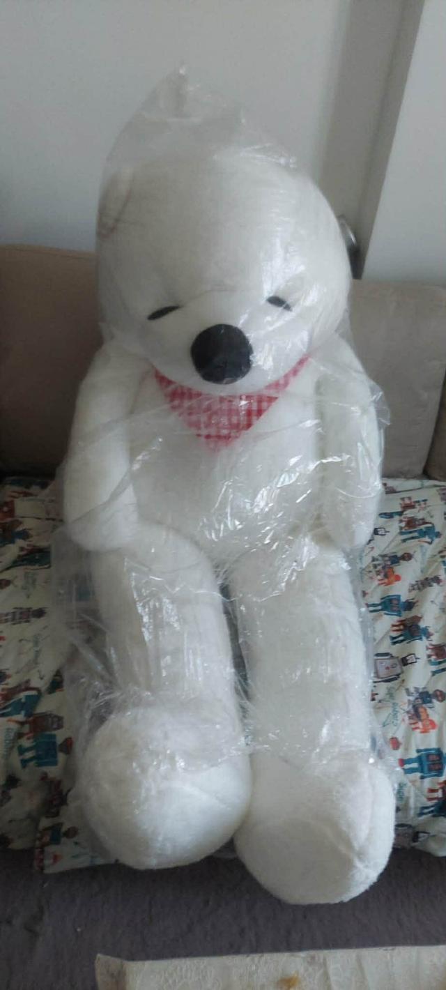 ตุ๊กตาหมีขาวกับผ้าพันคอแดง