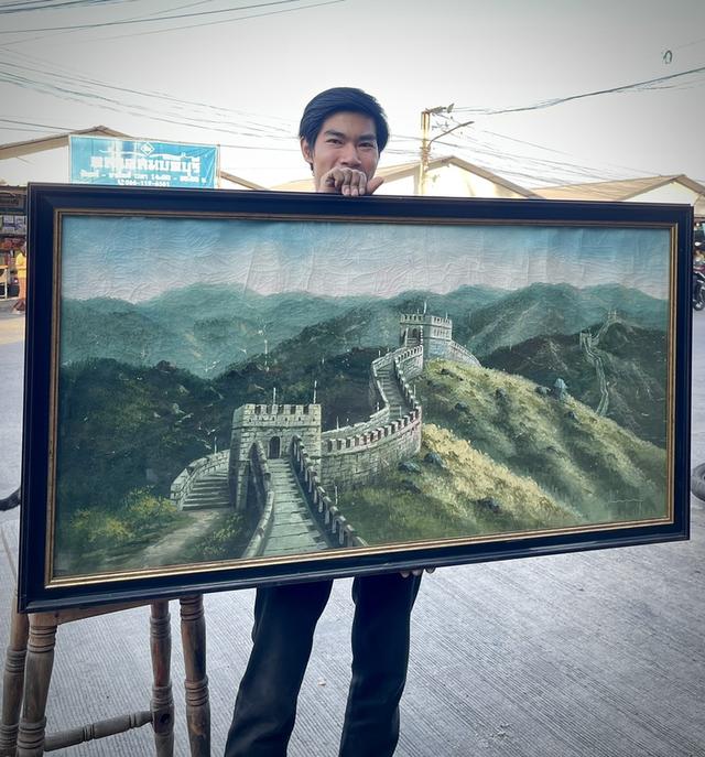 ภาพวาดสีน้ำมันกำแพงเมืองจีน ภาพวาดกำแพงเมืองจีนสีน้ำมัน ภาพวาดสีน้ำมันเก่า