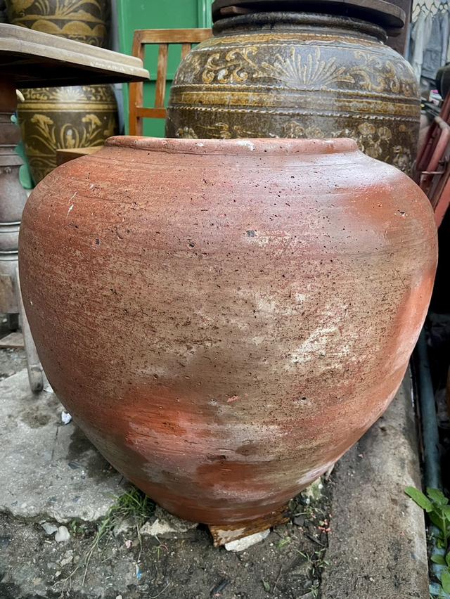 โอ่งดินแดงอยุธยา ใบใหญ่ ขนาด50ซม โอ่งดินเผาโบราณ