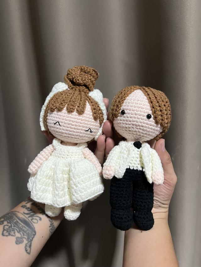 ตุ๊กตาบ่าวสาว ไหมพรม ตุ๊กตาคู่รัก