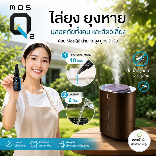 เครื่องไล่ยุงด้วยหมอกน้ำ  MosQ2 ที่ปลอดภัยรับรองจาก อย. (แถมฟรีน้ำยา1ขวด) รูปที่ 4