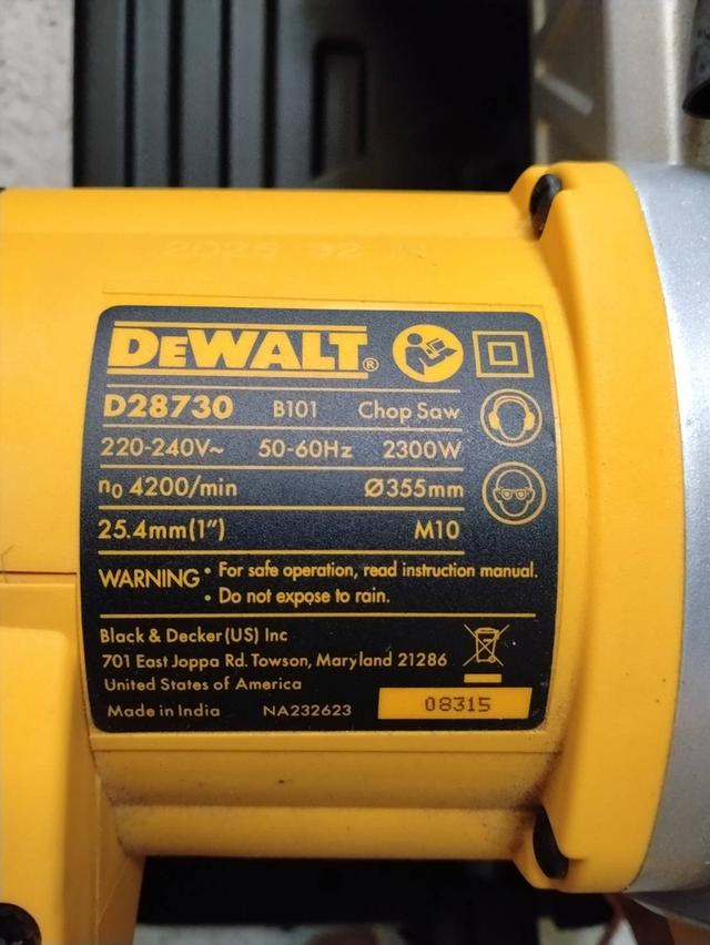 DEWALT แท่นตัดไฟเบอร์ 14 นิ้ว รุ่น D28730-B1 2300 วัตต์ รูปย่อยที่ 3