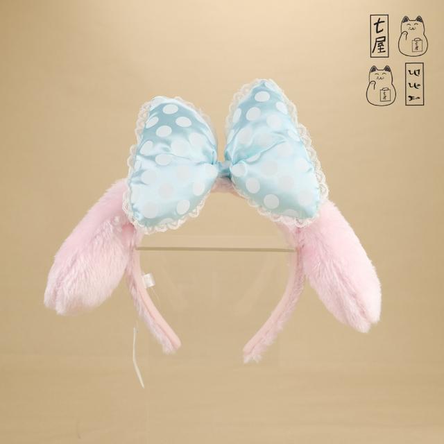ที่คาดผม・มายเมโลดี้・สีชมพู・โบว์ฟ้าลายจุด 🐰 SANRIO・My Melody Plush Headband with Blue Polka Dot Bow・Adult Free Size・Standard・ขนาดสำเร็จ 21 cm 🎀