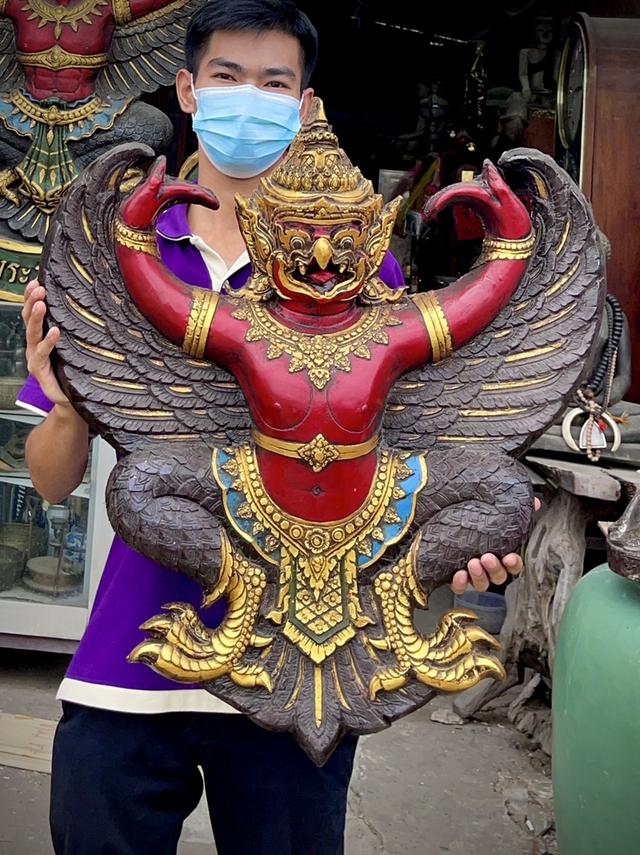 พญาครุฑสำนักงานเก่า ครุฑแขวนผนัง ขนาด65ซม ครุฑหน้าดุ 5