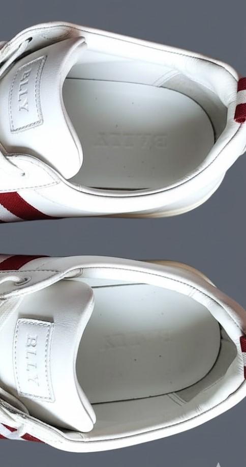รองเท้า Bally Oriano men's red/white Striped Leather Low-Top Sneakers, Men’s 5