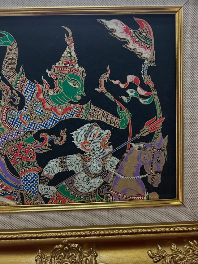 ภาพพระรามทรงรถ พร้อมกรอบไม้เก่า 5