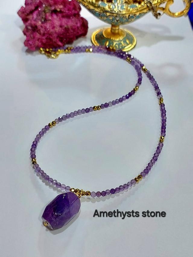 สร้อยคอหินมงคล Agate Rose quatz Green aventurine Tiger eye Amethysts ยาว 18-19 นิ้ว รูปที่ 10