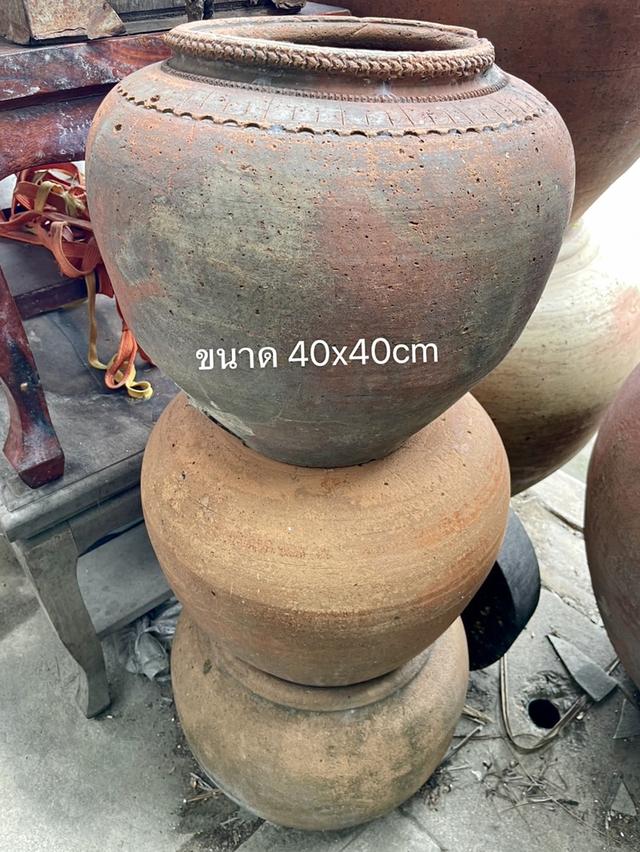 โอ่งดินแดงอยุธยา โอ่งแดงศิลปะอยุธยา โอ่งโบราณ ไซต์กลาง ขนาด40ซม