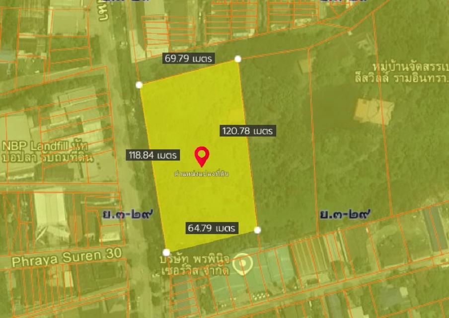 ให้เช่าที่ดิน เนื้อที่ 6 ไร่ (โดยประมาณ) ถ.เจริญพัฒนา เยื้อง ซ.พระยาสุเรนท์ 30 6