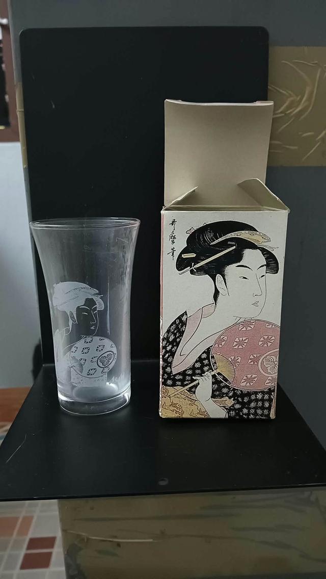 [งานวินเทจสะสมญี่ปุ่น] แก้ว Asahi คอลเลกชัน "Edomae Glass" (江戸前グラス) ลายภาพพิมพ์อุกิโยะเอะยุคเอโดะ แท้จากญี่ปุ่น