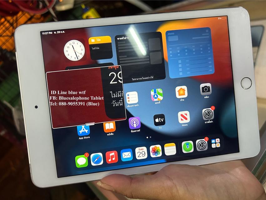 IPad mini4 จอ7.9นิ้ว ใส่ซิมได้ wifiได้ สแกนนิ้วได้ โหลดแอพได้ รีเซ็ตได้ ใช้งานปกติ สภาพสวย
