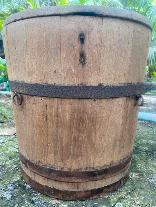 ถังไม้โบราณ มีฝาปิด แบบสพาย ถังไม้ใส่ของแบบโบราณ 7