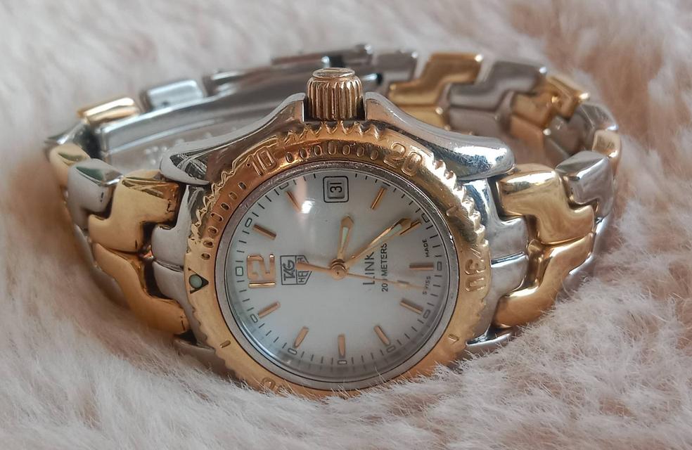 8.TAG Heuer Ladies SS/18k Gold WT1455 DW7002 Mother of Pearl Link Watch พร้อมกล่องแท้