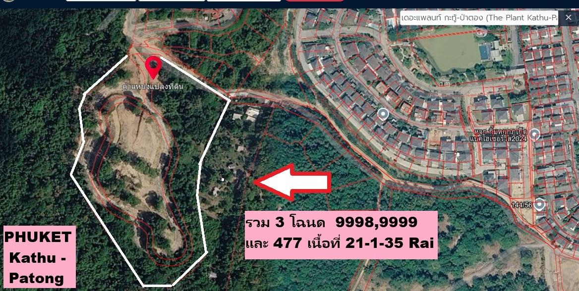 ขายที่ดินทำเลทอง 21.5 ไร่ ในภูเก็ต กะทู้ ป่าตอง Prime Land for Sale 22 Rai in Phuket Kathu District,Patong ที่ดินติดหมู่บ้าน ม. The Palm Kathu-Patong 1