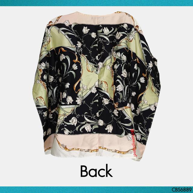 USED Jaspal - Black Floral Batwing Top | เสื้อแขนสั้นสีดำ สีชมพู เสื้อปีกค้างคาว ลายดอก คอวี ทรงใหญ่ สายฝอ แท้ มือสอง 3