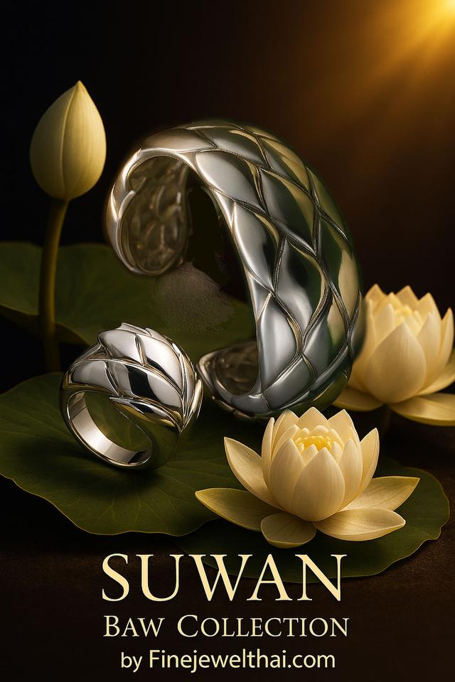 Finejewelthai กำไล แหวน ดีไซน์กลีบบัว ออกแบบพิเศษ