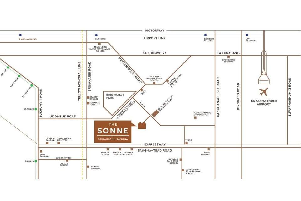 ขายบ้านเดี่ยว 3 ชั้น แบบ Duplex (บ้านแฝด)  โครงการ The Sonne ศรีนครินทร์–บางนา 8