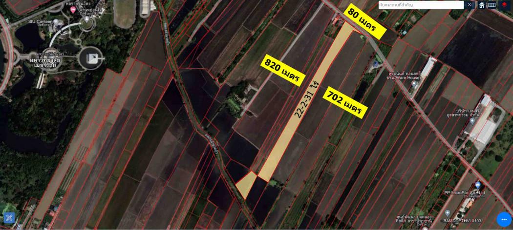 ขายด่วน !! ที่ดินบางเตย สามโคก ปทุมธานี 22-2-31 ไร่ ใกล้ ม.ชินวัตรและโรงงาน CPRAM 5